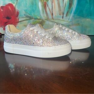 Betsey Johnson Silver Glitter Sneakers